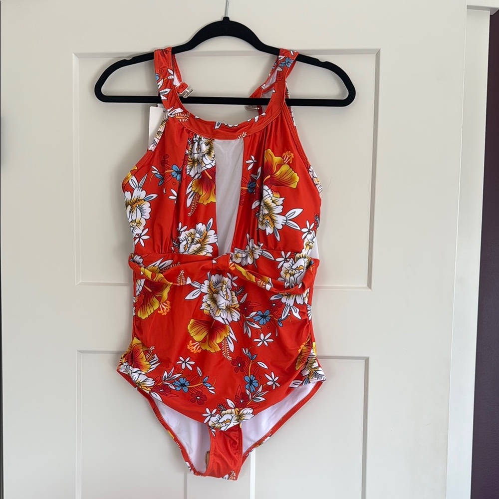 Floral Red One-Piece Swimsuit